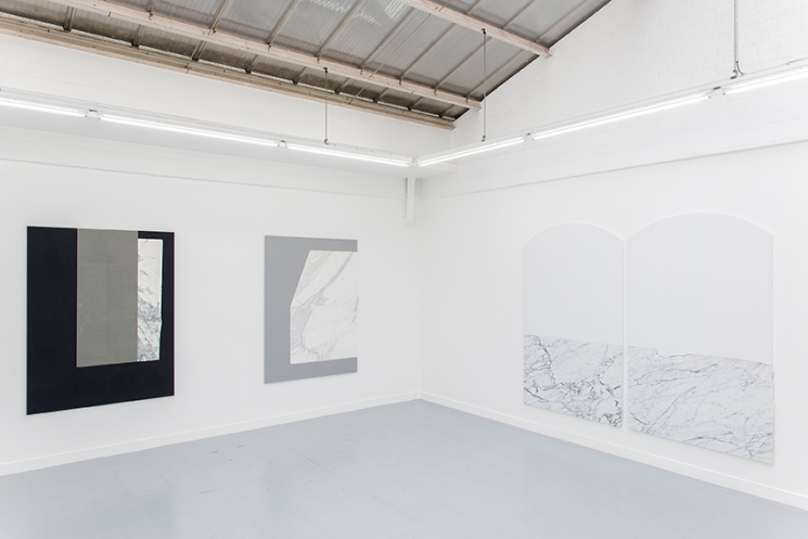 Sam Moyer, Slowly,, installation view, Galerie Rodolphe Janssen, Brussels